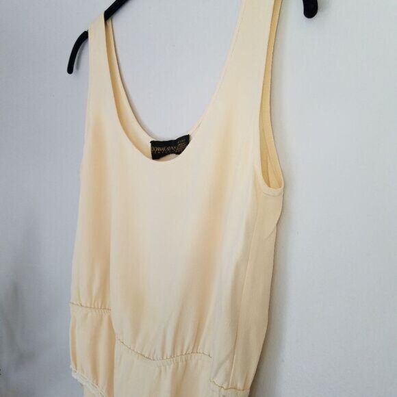 Donna Karen 90’s Vintage 100% Silk Tank Top Square Neck Cream Bodysuit P - Picture 3 of 7